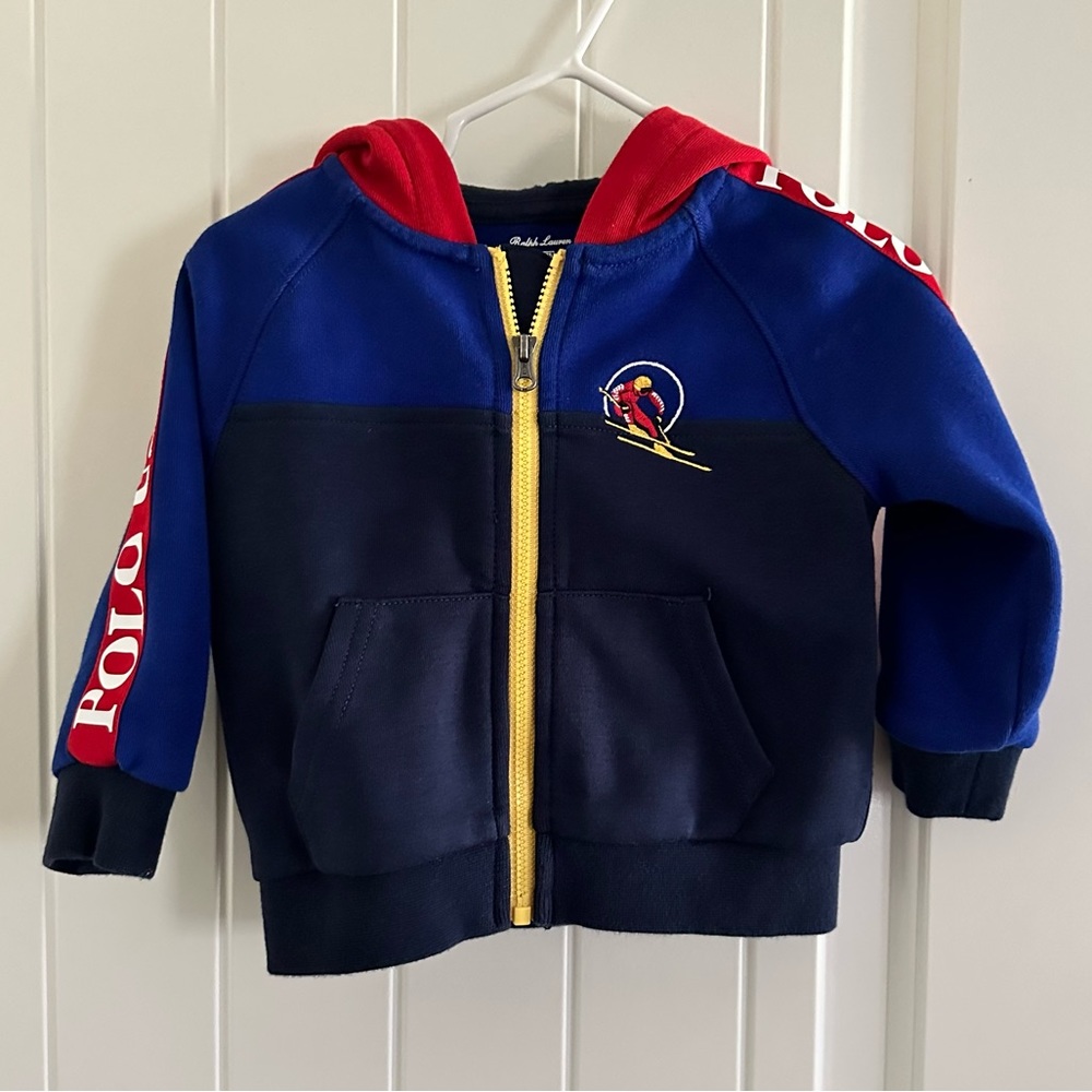 Multicolor Ralph Lauren hoodie. Size 9 months. Gently used.